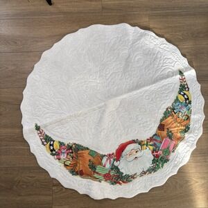 Vintage Felt Christmas Santa & Toys Tree Skirt Jim Timmons 37" Diameter - EUC